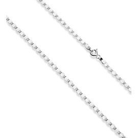 Miabella Italian 925 Sterling Silver Sparkle Mirror Link Chain Necklace for Women, Made in Italy (Length 18 Inches (Small))