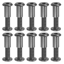 PATIKIL 10 Sets M8x20mm Hex Chicago Screws Binding Screw Post Connecting Hex Drive Socket Cap Bolt Nuts Scrapbooking Leather Belt Album Photo Furniture Repair Black