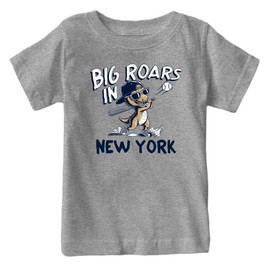 Big Roars in New York Kid's Dinosaur T-Shirt for Baseball Fans (Sport Grey, YM)