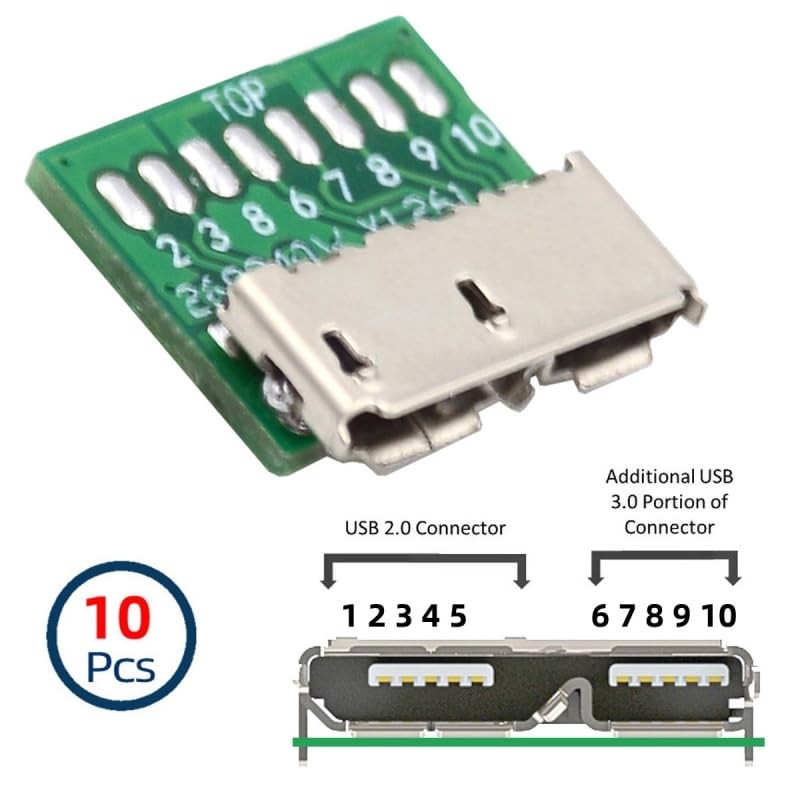 Conector CY 10 piezas Micro USB 3.0 de 10 pines