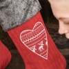 Dibor Red Knitted Nordic Stocking with Heart Stitching and Faux