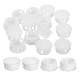 sourcing map 28Pcs 17mm(11/16") Nylon Hole Plugs, Flush Type Panel Round Snap in Fastener Knockout Locking Plugs for Furniture Insert End Caps Panels, White