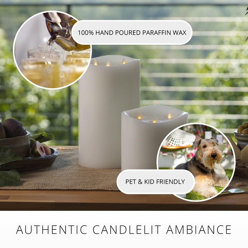 Luminara Tri-Flame Grand Flameless Candle 5.8" x 5.7" Moving Flame