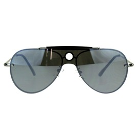 Vintage Retro Aviator Sunglasses Unisex Rims Behind Lens Shades Silver Mirror