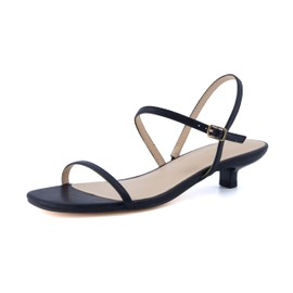 CUSHIONAIRE Soprano Women’s One Band Kitten Heel with Ankle Strap – Minimalist Dress Sandal with Memory Foam & Strappy Silhouette, BLACK 8