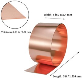 GOORY Copper Flashing 28 Gauge - 6in x 5ft 0.013"(0.32mm) Thickness Roof Flashing Roll - 99.95+% Pure Copper Sheet Metal ASTM B152 - Roofing Repair DIY Project Contractor Jewelry Crafts