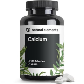 natural elements Calcium Tablets - 800 mg Calcium from Calcium Carbonate per Daily Dose - 180 Tablets for 3 Months - Vegan, High Dose, No Unwanted Additives - Laboratory Tested Quality