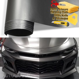 AUTOGOODY 240"x60" Satin Matte Chrome Dark Gray Vinyl Film Wrap Air Bubble Free 20ft x 5ft