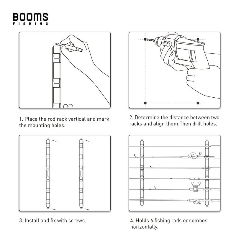 Booms Fishing WV5 Rod Stand Wall Mount Rod Holder Space