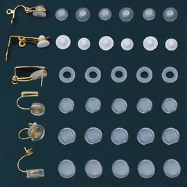 80 Pieces 8 Size Earring Pads TPE Material (Better Than Silicone) Comfort Earring Cushions for Clips on Earrings, Clear, White (Clear Milky)