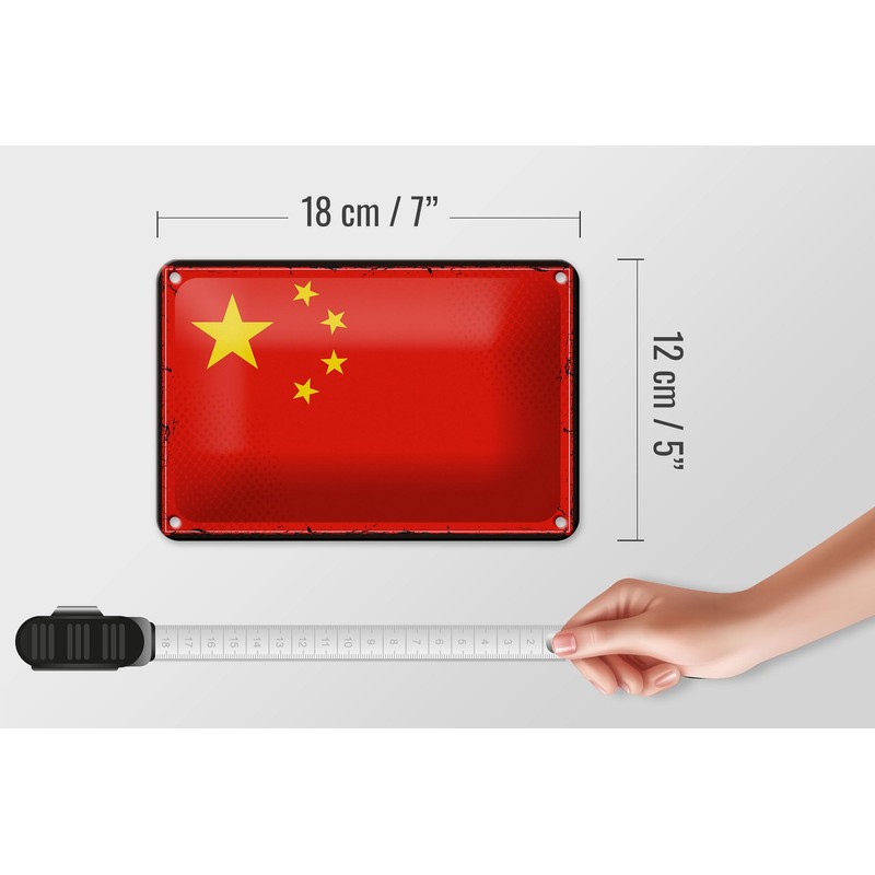 Tin Sign Flag China 18 x 12 cm Retro Flag