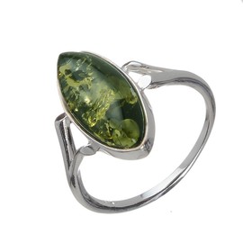 HolidayGiftShops Sterling Silver and Baltic Green Amber Adult Ring Autumn- Size 6.5