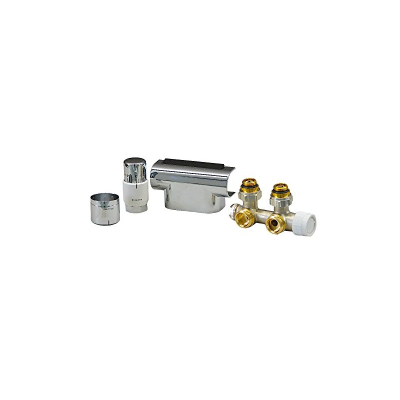 Oventrop Badheizkörper-Zubehör-Set Multiblock / Mittenanschluss Armatur Thermostatkopf in Eckform, Farbe