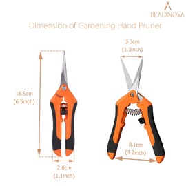 BEADNOVA Trimming Scissors Gardening Scissors Pruning Snips Garden Sheers Trim Scissors Plant Trimmers Pruners for Gardening (Green Orange, 2 Pcs)