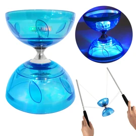 LED Diabolo Toy - Triple Bearing Diablo Circus Toy | Perfect Diablo for Kids & Adults | Light Up Diablo Juggling Set | Professional Kids Diablo Toy for Stunning Performances | Blue Diabolo Adult Kit