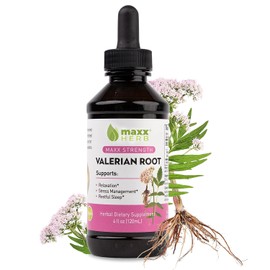 Maxx Herb Extracto de raíz de valeriana: fuerza máxima, raíz de valeriana líquida absorbe mejor que las cápsulas, para relajación y sueño reparador, sin alcohol, botella de 4 onzas (60 porciones)