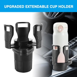 Huabuy Car Cup Holder Expander, Expanding Cup Holder with Adjustable Base, Universal Car Accessories Vehicles Drink Extender for 2.5" to 5.5" Diameters Cups & Bottles, Black