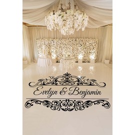 Dance Floor Decal – Wedding Dance Floor Decal – Custom Wedding Decoration - Monogram Decal – Vinyl Floor Decal - Wedding Décor – Reception Décor (w:75" h:44")