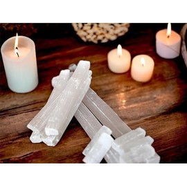 Natural Selenite Sticks Crystal Satin Spar Wands for Cleansing, Jewelry Making, Home Decor and Protection Reiki & Chakra Crystals Natural Energy Stones 5-6cm White Quartz Selenite Stick (Pack of 5)