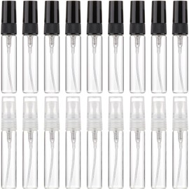 GORGECRAFT 20Pcs Mini Spray Bottle 5ml Plastic Refillable Empty Perfume Bottles 2 Colors No Leak Small Fragrance Bottle Portable Clear Perfume Containers Fine Mist Sprayer for Travel Essential Oils