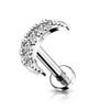 Pierced Owl 16GA Stainless Steel Internally Threaded Crystal Paved Crescent