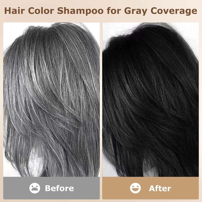 Limer Hair Dye Shampoo, Chestnut Brown 6-in-1 Natural Herbal Hair
