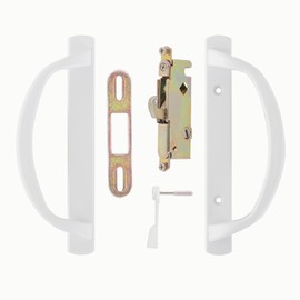 DECEBALUS Offset Position Keyed Sliding Patio Door Handleset with Mortise Lock, 3-15/16" H.C., Fits 1-3/8" to 2" Thick Doors, Non-Handed (Non Keyed-with Latch Lock+Keeper)
