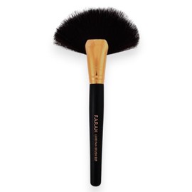 F.A.R.A.H Luxe Fan Brush 58F - Vegan Highlight & Bronzing Brush - Brass Ferrule & Wooden Handle Professional Fan Makeup Brush