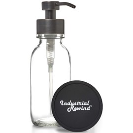 Clear Wide Mouth Glass Soap Dispenser with Metal Pump - with Coaster for Non Slip Bottom/Countertop Protector - 16oz Glass Jar Lotion Bottle (ClearWM/ORB)