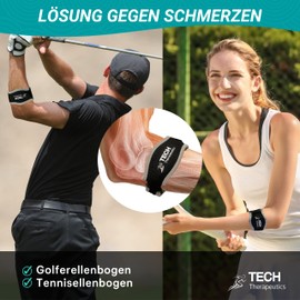 TECH THERAPEUTICS Tennis Elbow Brace Tendonitis and Golfer's Elbow Brace - For Firm and Comfortable Support for Gymnastics, Crossfit, Weightlifting, Paddle, Tennis and Break