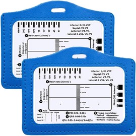 COYUN Pack of 2 Ecg 7 Step Ruler, Ekg Ruler, Ekg Reference Tools, Ekg Ruler with 7 Steps, Ekg Pocketcard Set, Ekg Measuring Card, Ideal Aid for Families, Students, Paramedics - with Card Holder