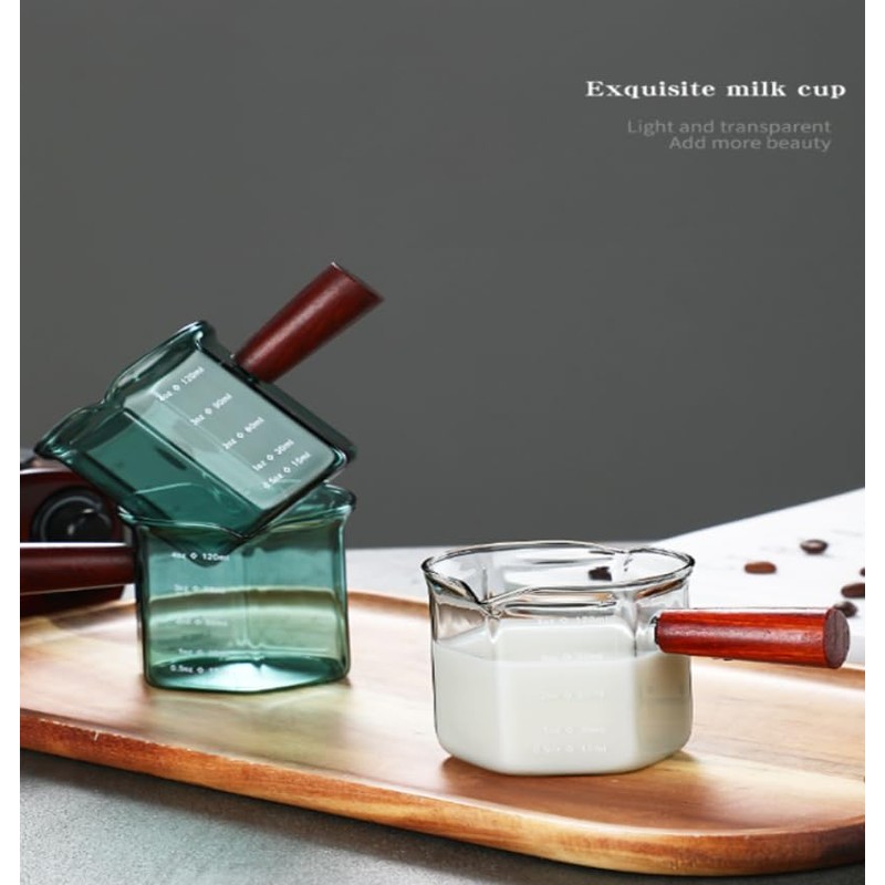 4OZ /120ML Ash Black Double Spouts Espresso Measuring Cup hexagonal