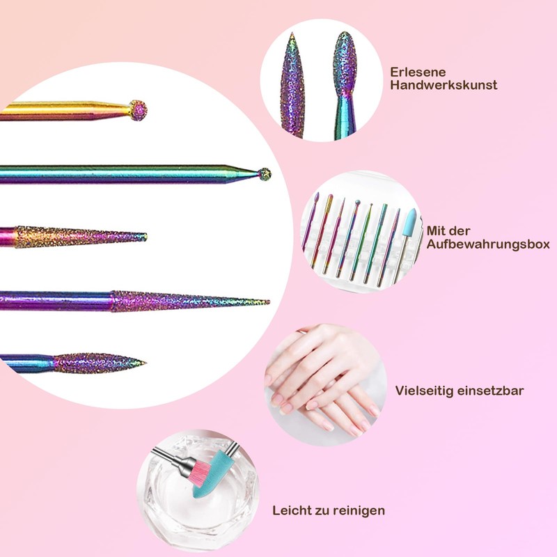 EUDUQ Pack of 17 Bits for Nail Cutter, Tungsten Carbide