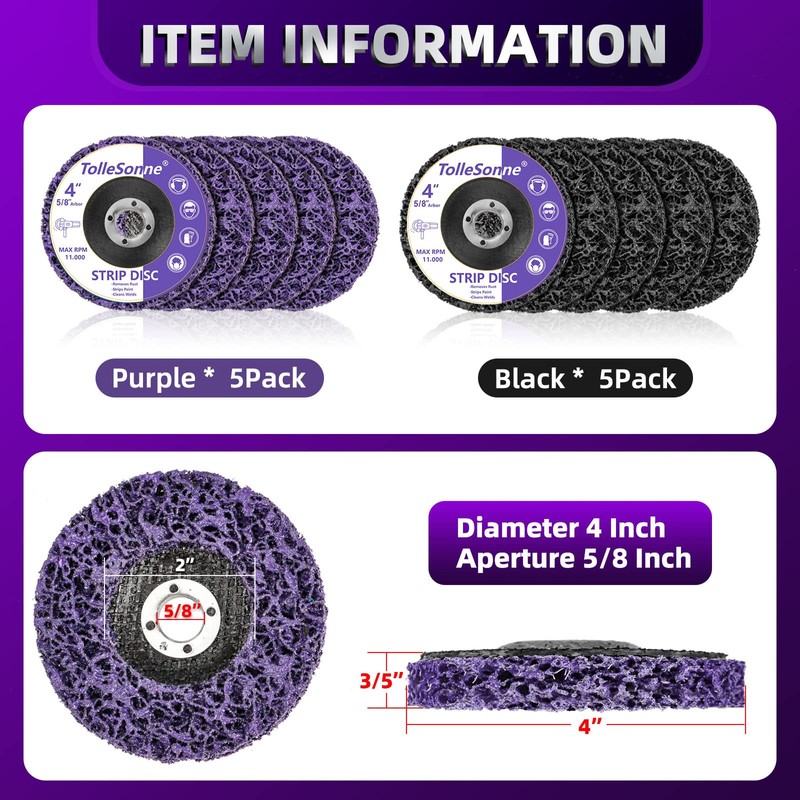 10 Pack Strip Discs 4 inch Quick Stripping Wheel Paint