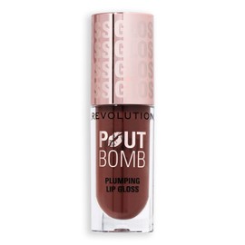Revolution Beauty, Pout Bomb Plumping Lip Gloss, High-Shine for Glossy, Fuller & Plump Lips with Hyaluronic Acid & Peptides, Vegan & Cruelty-Free, Espresso Cool Nude & Brown, 0.15 Fl Oz