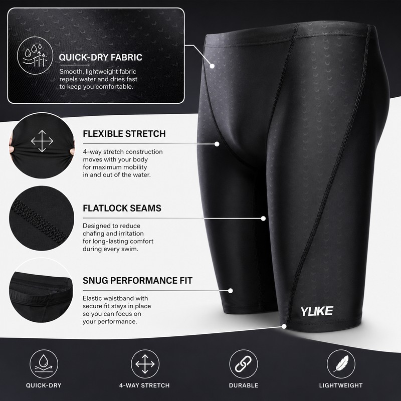 Men’s Quick-Dry Swim Trunks for Pool Training – Stretch Swim
