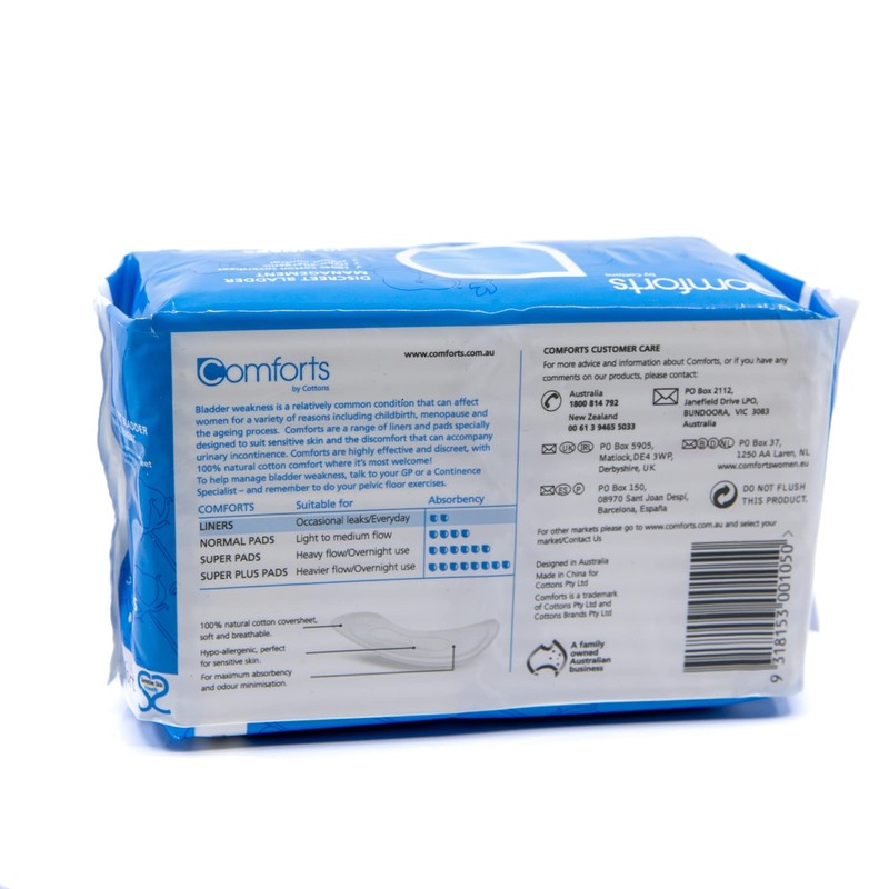 Cottons Comforts Premium Incontinence Liners, Light Flow, Pack of 30,