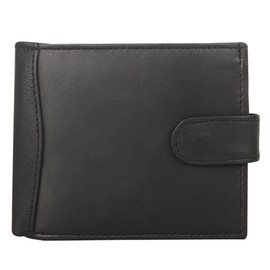 RAS WALLETS Mens RFID Blocking Safe Wallet | Soft Leather Tri Fold Wallet | Card Slots Id Window and Coin Pocket #340 (Black)