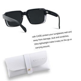 ANDWOOD Retro 70s 80s Square Sunglasses for Women Men Vintage Rectangle Shades Super Dark Black Lens Sensitive Eyes