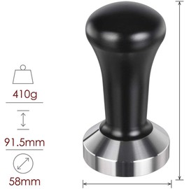 POEFT 58mm Coffee Tamper Stainless Steel Frosted Handle Flat Bottom