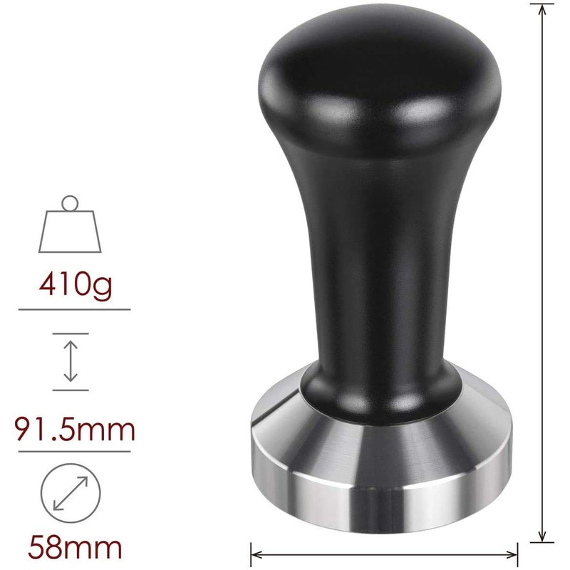 POEFT 58mm Coffee Tamper Stainless Steel Frosted Handle Flat Bottom