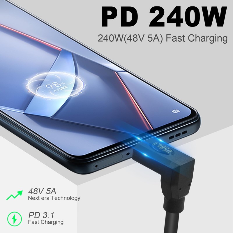 Poyiccot 240W USB C to USB C Cable Right Angle,