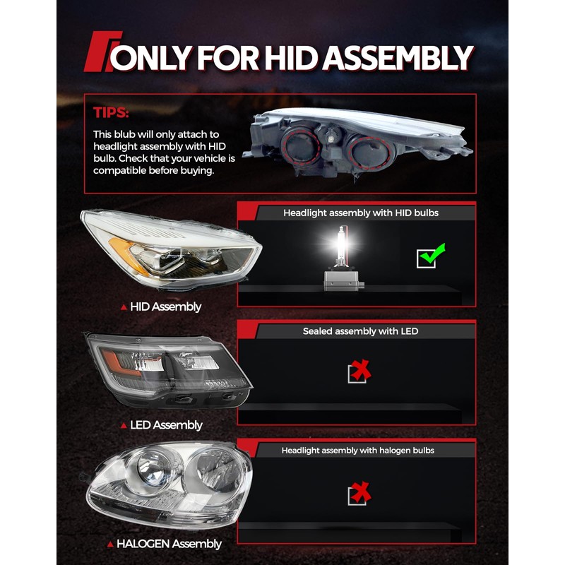 Torchbeam D3S HID Headlight Bulbs, 8000K White Blue, High/Low Beam,