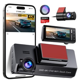 Newest Dash Cam Front and Rear,4K Car Camera with CPL Filter 64GB SD Card 5G WiFi 3.69'' IPS Screen Dual Dash Camera for Car,Night Vision,24H Park Mode,Super Capacitor,Type C,WDR,Support Max 256GB