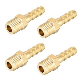 sourcing map Brass Connector Metric Male to Barb Hose 6mm x M10x1 (Pack of 4)