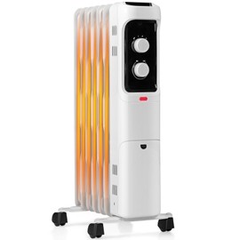 ORALNER Oil Filled Radiator Heater, 1500W Portable Electric Room Heater with 3 Heating Modes, Adjustable Thermostat, Overheat & Tip-Over Protection, Powerful Space Heaters for Indoor Use (White)