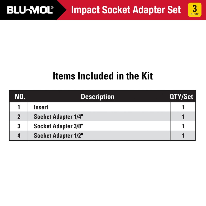 Disston E0100520 3 pc Impact Socket Adaptor set. Spring loaded