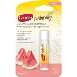 Carmex, Bálsamo Labial Hidratante Naturally sabor Sandía, con ingredientes Naturales, Hidrata y Suaviza Naturalmente, Rico en Antioxidantes, 4.25 gr