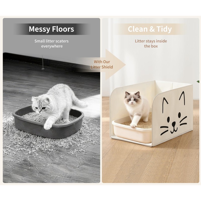 Qozary Cat Litter Box Enclosure, Waterproof Litter Box Shield for