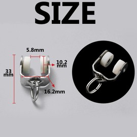 ECESLENT Carrier Rollers for Flexible Ceiling Curtain Track Stainless Steel Surface Bendable Curtain Track Pulley Curtain Track Carrier Hooks Set of 20